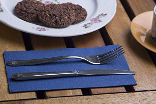 Moyes Home Feel-Linen Air Laid Guest Napkins-Folded Size is 8x4 inches,Durable Cloth-Like-Pack of 50 Disposable Like Soft & Comfortable Perfect Dinner Napkins for Kitchen,Parties,Weddings (Navy)