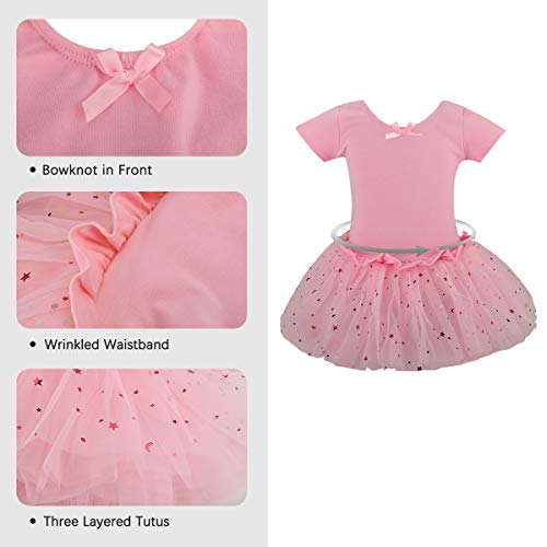 Jane Shine Girls Skirted Leotard, Glitter Dance Tutu Skirted Dress, Short Sleeve Ballet Dancewear for Babies & Girls