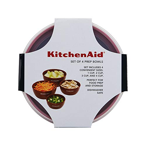 KitchenAid Classic Prep Bowls with Lids, Set of 4, Empire Red Pricepulse