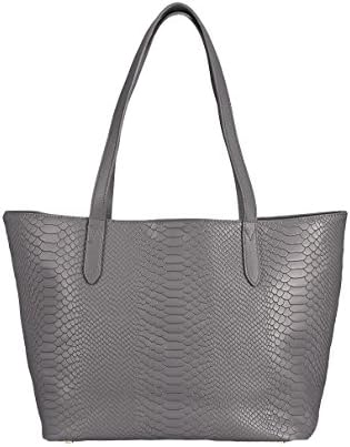 GiGi New York Teddie Tote Bag in Embossed Python (Slate)