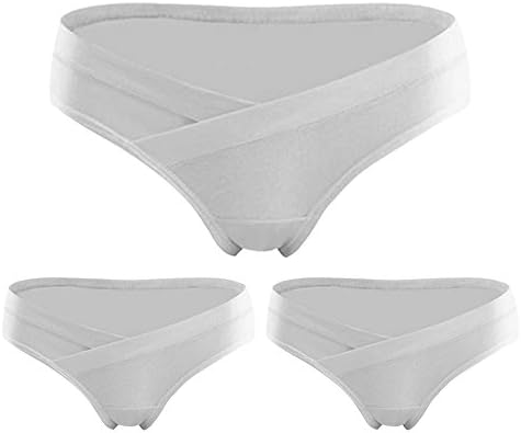 Siqing Women's Under the Bump Maternity Panties Pregnancy Underwear Multi Pack (Large, Grey 3pcs)