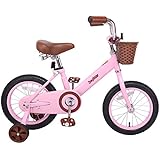 JOYSTAR 14 Inch Kids Bike for 3 4 5 Years Old Girls, Kids Bicycle with Front Basket & Training Wheels for 3-5 Years Child, Pink