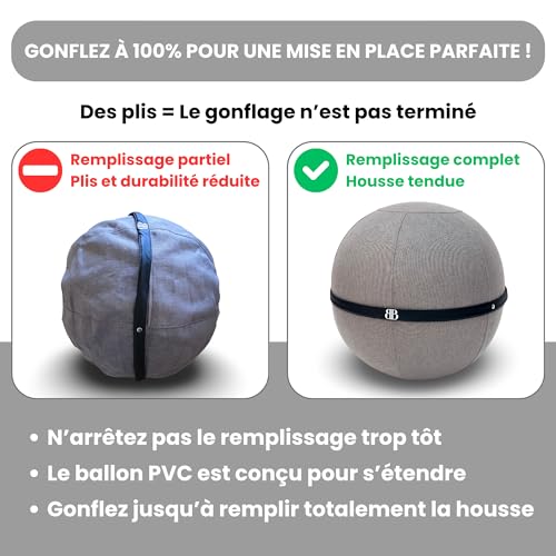 The Bliss Ball Ball Chair – Ergonomic Office & Yoga Ball – Anti-Back Chair – Dynamic Seat & Reinforced Posture – Capacity 180 kg – Washable Non-Slip Cover