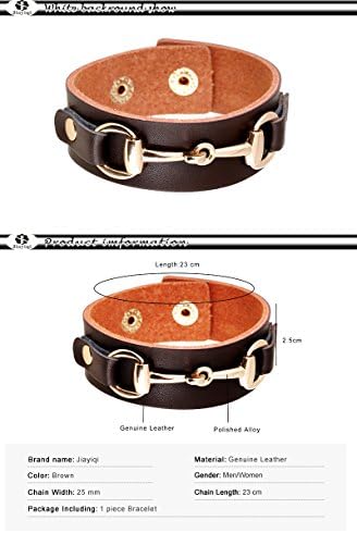 UltimaFio(TM) Vintage Rivet Genuine Cowhide Leather Bracelet Cuff Bangle For Women Men Jewelry Brown Classic Design