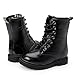 DADAWEN Boy's Girl's Waterproof Outdoor Combat Lace-Up Side Zipper Mid Calf Boots Black US Size 2 M Little Kid
