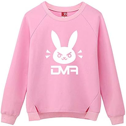 Women's OW D.Va Cute Bunny Cosplay Long Sleeve Hoodie Jumper Sweatshirt Blue & White