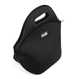Cosmos Black Color Small Size Neoprene School Travel Outdoor Portable Snack Lunch Tote Bag Handbag Container Case
