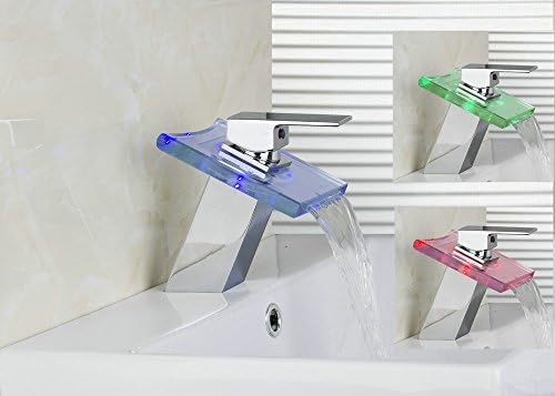 Yanksmart 3 Color Change Faucet Chrome No Need Battery LED Waterfall Faucet Basin Mixer Tapt La