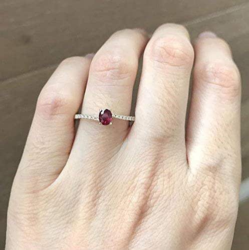 Amazon.com: Ruby Bypass Engagement Ring- Solitaire Ruby Promise Ring