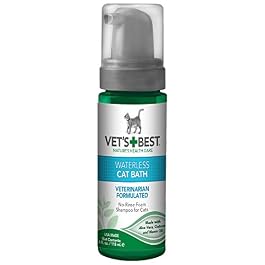 Vet’s Best Waterless Cat Bath | No Rinse Waterless Dry Shampoo for Cats | Natural Formula | 4 Ounces
