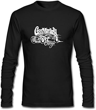Yatyler Customized Gas Monkey Garage Gold Tooth Logo Long Sleeve Tee for Male Black L