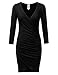 DRESSIS Women's 3/4 Sleeve Deep V Neck Ruched Side Wrap Surplice Tulip Hem Dress