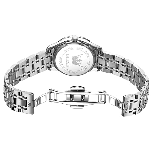OLEVS Womens Watches Small Face Ladies Watches for Women with Day Date Diamond Silver Gold Two Tone Stainless Steel Waterproof Analog Reloj para Mujer Classic Fashion Dress Quartz Womens Wrist Watch
