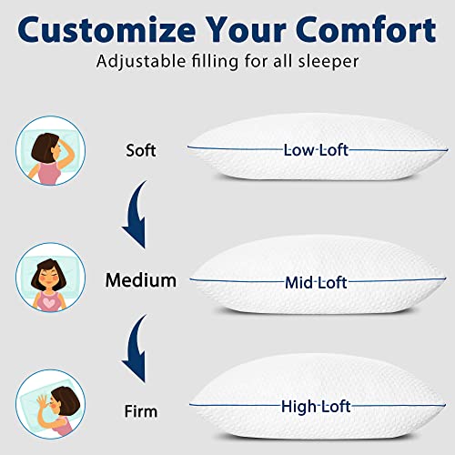 viewstar Shredded Memory Foam Pillows, Pillows King Size Set of 2, Firm