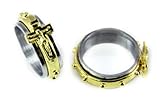 S35 Stainless Steel Rosary Spinner Ring Crucifix