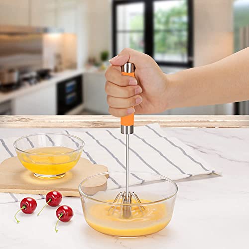 Stainless Steel Semiautomatic Whisk Egg Beater, 12" Handheld Egg Whisk