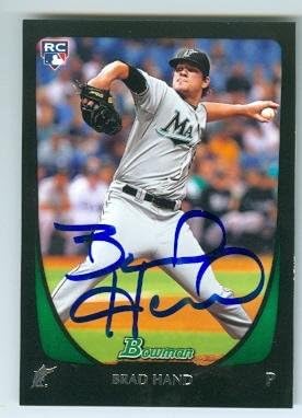 Autograph 223294 Miami Marlins 2011 Topps Bowman No. 45 Brad Hand Autographed Baseball Card