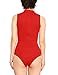 May&Maya Women's Mock Neck Plunging V-Neckline Bodysuit (M, Red)