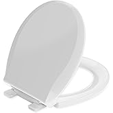 Round Toilet Seat Soft Close 16.5'',Standard Universal Toilet Lid Round with PP Material Safe,Easy to Clean and Install,Ergon