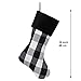 Black/White Buffalo Check Christmas Stockings - 3-Pack of 19 inch Festive Plaid Holiday Stockings with Black Velour Cuff