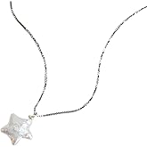 LOOYUUPEE Natural Baroque Pearl Necklace for Women, Star Shaped Pearl Necklace Jewelry Pentagram Baroque Pearl Jewelry Gift for Mom Lover Her (925 Sterling Silver)
