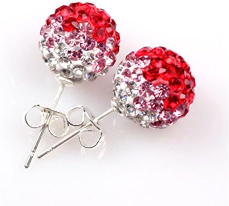 GEM-inside clear to Red two colors gradient pave sparkle swarovski crystal ball earrings 10mm