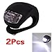 SODIAL(R) Bicycle Waterproof Silicone Light Flashing Light Lamp Head Rear Light Flashlight with Double LED (2-led) (Black Silicone, White LED)