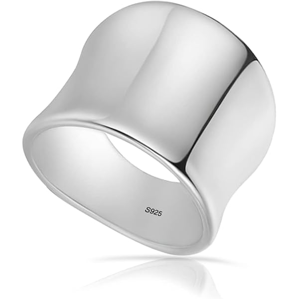 Amazon.com: HAIXIAN Classic Silver Plain Wide Band Ring,S925