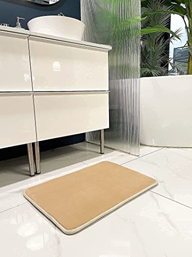 Aliyya Memory Foam Bath Mats for Bathroom Non Slip and Absorbent Beige Bathroom Rugs Runner 17\