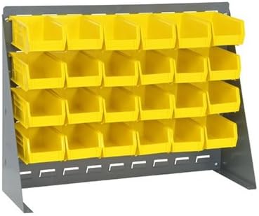 27"L x 8"W x 21"H Bench Rack with 24-5-3/8"L x 4-1/8"W x 3"H Yellow Bins (1 Rack)