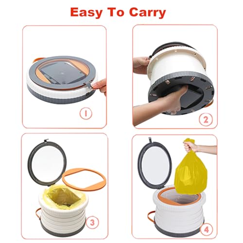 Portable, Foldable Potty seat for Toddler, Training Toilet Seat Emergency Toilet The Bottom Has the Function of Storing Garbage Bags for Car, Camping, (grey)