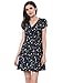 Allegra K Women's Boho Crossover V Neck Petal Sleeves Belted Floral Flowy Dress Large Blue