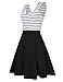 MISSKY Women's Striped Long Sleeve Scoop Neck and V Neck Swing Mini Cocktail Dress