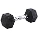Rage Fitness Rubber Coated Dumbbell - No Roll Design Easy-Grip Steel Knurled Handle, Weights Dumbbell Set for Strength Training, Workouts - Ideal Weights Set for Home Gym - SOLD INDIVIDUALLY - Black (55 LB)