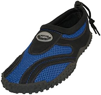 Childrens Kids Wave Water Shoes Pool Beach Aqua Socks (9 M US Toddler, Royal)