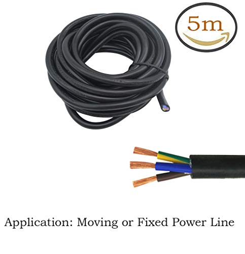 LumenTY 3 Core Schwarz Rund PVC netzstromanschluss Kabel 3 x 0,75 mm² Electrical Wire - 5 Meter Schnitt Länge – Bild 3