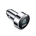 AINOPE USB 12V Car Adapter, Cigarette Lighter Voltage Meter 4.8A All Metal Dual Port USB LED Display Car Flush Fit Car Charger Compatible for iPhone X/XS MAX/XR,iPad Mini 3,Galaxy Note 9/S9/S8-Silver