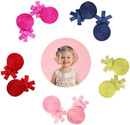 Baby Hair Bows Clips 5 Pairs Boutique Grosgrain Ribbon YJ-S5-B