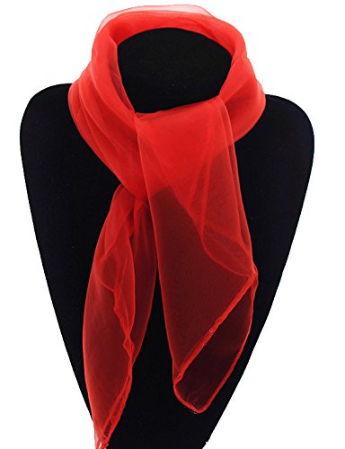 50's Costume Accessories Set Girl Vintage Dot Skirt Scarf Headband Earrings Cat Eye Glasses for Party (S, RED)