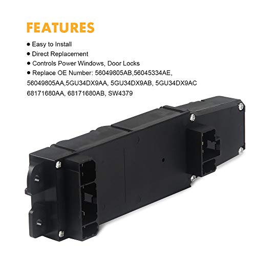 NotoCity Master Power Window Switch 56049805AB for 2003 2004 2005 2006 2007 2008 2009 Dodge Ram 1500 2500 3500 Truck, 2001-2004 Dodge Dakota, 2001-2003 Dodge Durango - Thumbnail 2