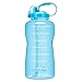 QuiFit Gallon Sport Water Bottle with Drinking Straw and Motivational Time Marker BPA Free Reusable 64/128 oz Large Capacity Ensure Your Daily Water Intake(Light Blue 128 oz)