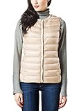 XPOSURZONE Women Packable Down Compact Vest Outdoor Puffer Vest Cream Tan L
