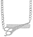 Silvertone with Clear Iced Out Comb & Scissor Pendant with a 22 Inch Adjustable Link Chain Necklace