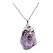 CrystalTears Irregular Handmade Raw Quartz Amethyst Healing Crystal Pendant Necklace