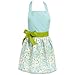 DII Women's Cotton Skirted Kitchen Apron for Cooking, Baking & Crafts, Adjustable with Generous Waist Ties, Aqua Daisy, One Size