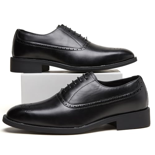 Men's Wingtip Brogue Dress Shoes - Leather Formal Oxfords for Business, Wedding & Office