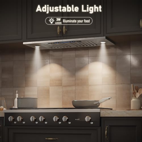 IKTCH 30 inch Built-in/Insert Range Hood 900 CFM, Ducted/Ductless Convertible Duct, Stainless Steel Kitchen Vent Hood with 4 Speed Gesture Sensing&Touch Control Panel(IKB01-30)