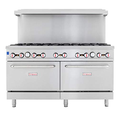 Empura 60" Stainless Steel Commercial Gas Range with Two Ovens, 10 Burners, 362,000 BTU