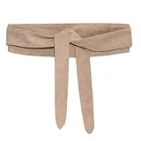 Ababalaya Women's Retro Sweet 4×80inch Ultra Wide Suede Bow Belt Girdle for Coat Dress Decoration,Khaki