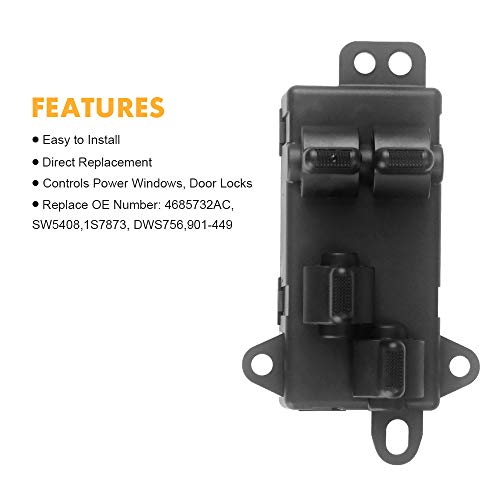 NotoCity Master Power Window Switch 4685732AC Front Left Driver Side for Town & Country Caravan Grand Caravan 2004-2007 - Thumbnail 2